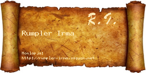 Rumpler Irma névjegykártya
